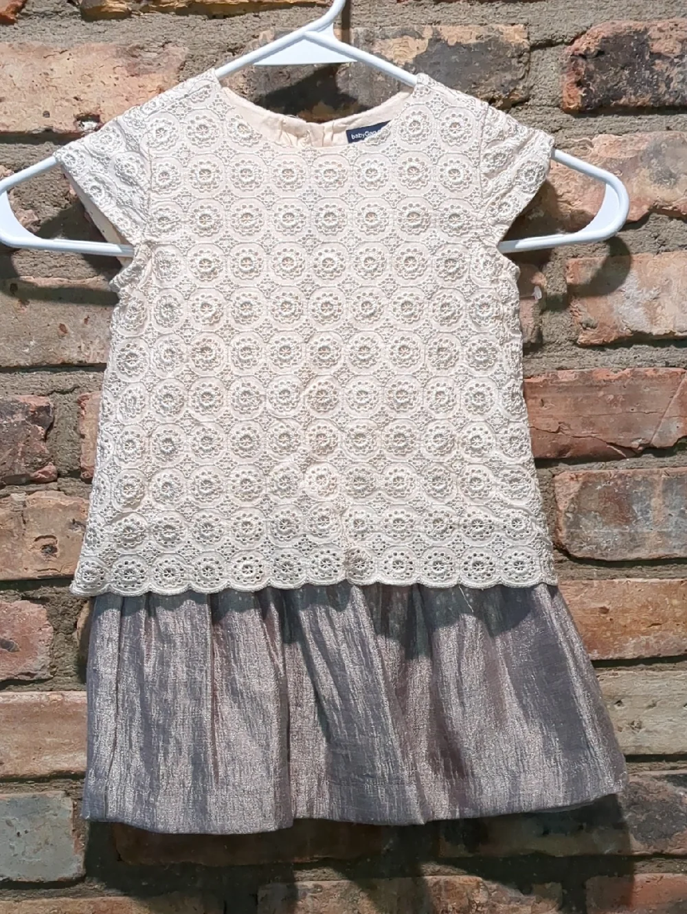 GAP Girls Cream Lace and Gray Shimmery Toddler Dress, Size 2T, NWOT